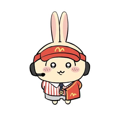 烏薩奇穿著速食店員制服戴耳麥打工的可愛吉伊卡哇PFP