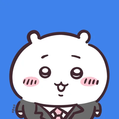 Cute smiling character in a formal business suit and pink tie Chiikawa Avatar