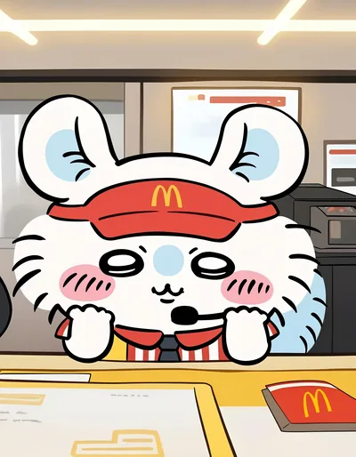 穿著麥當勞制服上班點餐的可愛小桃吉伊卡哇頭像