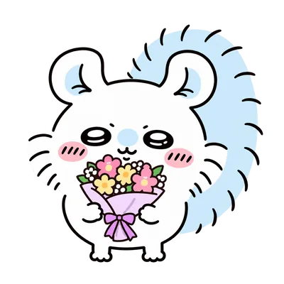 小桃雙手捧著彩色花束露出可愛微笑PNG圖片