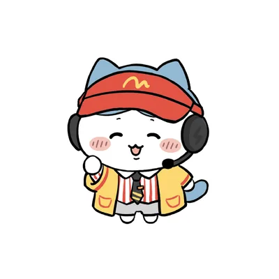 身穿速食店制服戴耳麥打工微笑的小八可愛頭像