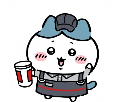 小八穿著工作制服開心拿著咖啡杯的可愛頭像