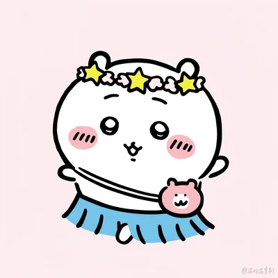 戴著星星花圈身穿藍色小裙子的可愛吉伊卡哇頭像