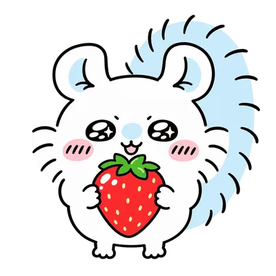 小桃雙手抱著紅色大草莓閃閃發光可愛插圖PNG圖片