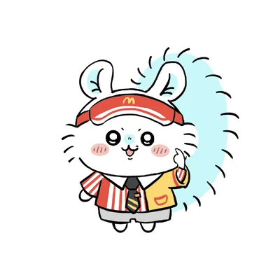 穿麥當勞店員制服打工的小桃可愛LINE頭像