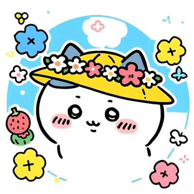 戴著黃色花環草帽的可愛小八吉伊卡哇頭像