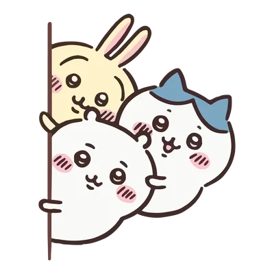 Chiikawa, Hachiware, and Usagi peeking Transparent Background Image