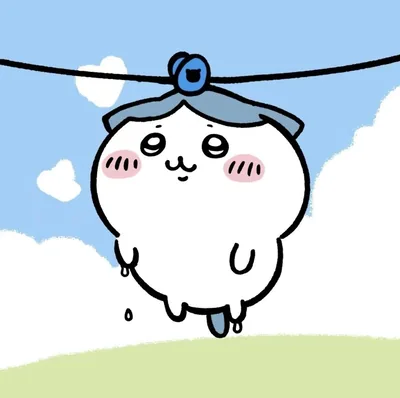 Cute Hachiware hanging on a clothesline to dry Chiikawa Icon
