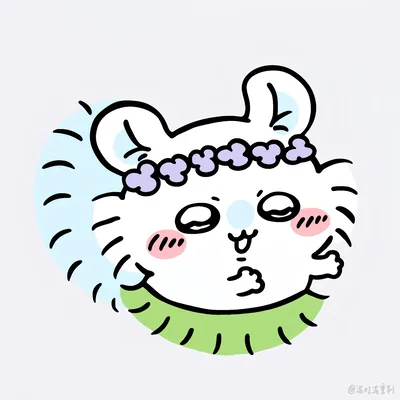 戴著紫色花冠與草裙裝扮的小桃吉伊卡哇PFP