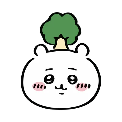 頭頂長出綠色花椰菜的可愛吉伊卡哇透明背景圖片