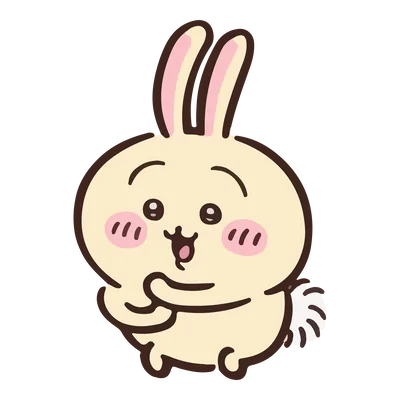 Excited Usagi smiling with hands tucked cute sticker Chiikawa PNG