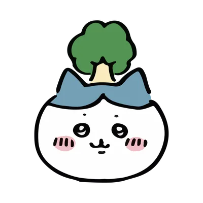 頭頂長出綠色花椰菜的可愛小八吉伊卡哇透明背景圖片