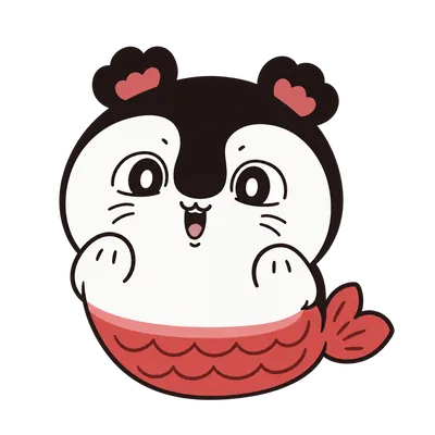 賽蓮開心舉起雙手與紅色人魚尾造型吉伊卡哇貼圖素材
