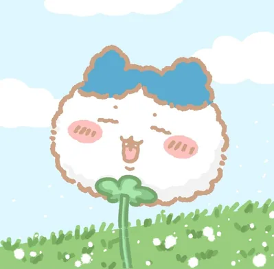 變成毛茸茸蒲公英花朵在草地上開心微笑的小八可愛頭像