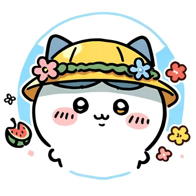 小八戴著可愛夏日花朵草帽與西瓜的LINE頭像