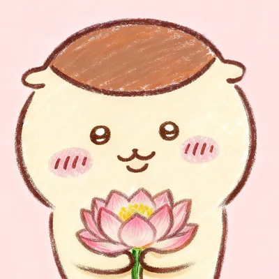 栗子饅頭雙手捧著粉色蓮花的可愛吉伊卡哇大頭貼