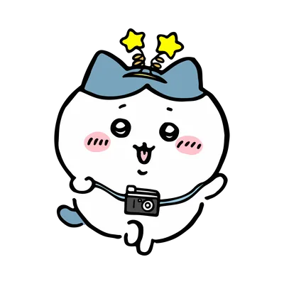 小八戴著星星髮箍胸前掛著相機的吉伊卡哇透明背景圖片
