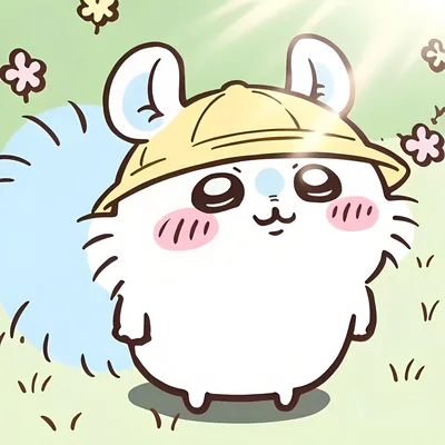 小桃戴著黃色探險帽在陽光下的可愛吉伊卡哇PFP