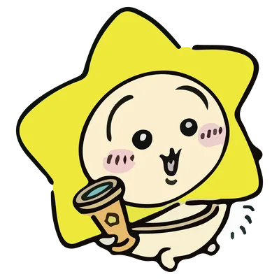 戴著黃色星星頭套拿著望遠鏡開心的吉伊卡哇透明背景圖片