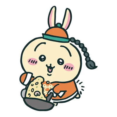 烏薩奇穿著中華風服飾顛鍋炒飯的可愛貼紙吉伊卡哇 PNG 圖片