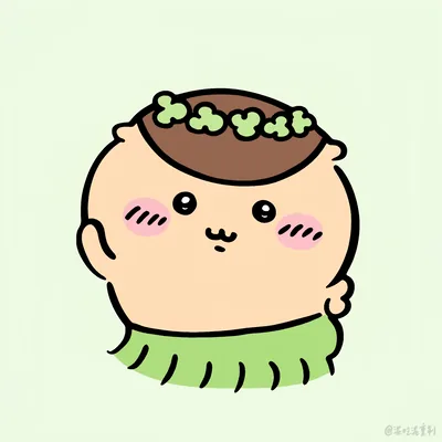 頭戴綠色花環微紅臉頰的栗子饅頭可愛吉伊卡哇大頭貼