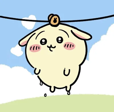 Cute Usagi hanging on a clothesline to dry Chiikawa Icon