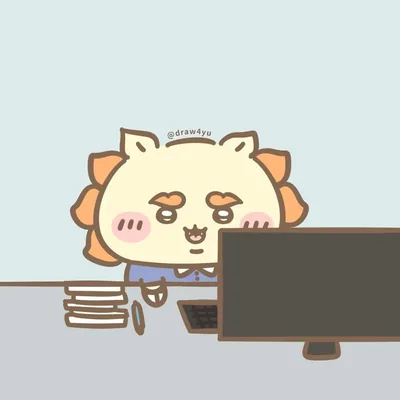 認真在辦公桌前努力工作的獅薩吉伊卡哇大頭貼