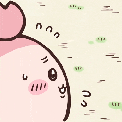 古本/小螃蟹在草地上緊張流汗並小心張望的吉伊卡哇 GIF