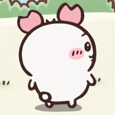 頭戴粉嫩櫻花花瓣耳朵回頭微笑散步的吉伊卡哇 GIF 動圖
