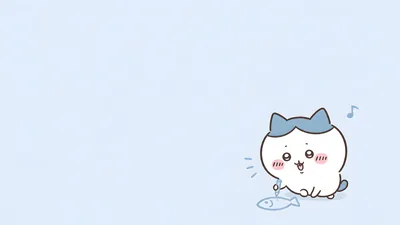파란 배경의 바닥에 물고기 그림을 그리며 노래하는 하치와레 데스크톱 고화질 배경화면