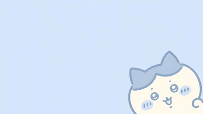 치이카와 하치와레가 연한 파란색 배경 구석에서 빼꼼 내미는 데스크톱 고화질 배경화면