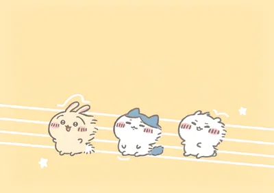 오선지 위를 즐겁게 미끄러지는 우사기, 하치와레, 치이카와 데스크톱 배경화면