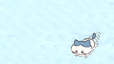 水色の水面を気持ちよさそうに泳ぐちいかわのハチワレPC高画質壁紙