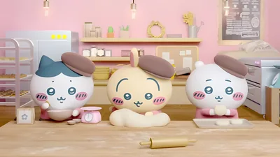 Cute Chiikawa, Hachiware, and Usagi baking bread for PC Wallpaper