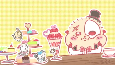 Cute Chiikawa, Hachiware, and Usagi with sweet desserts for PC Background