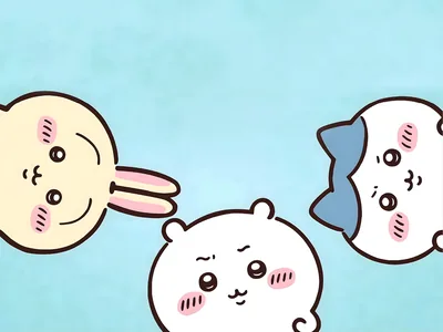 Chiikawa, Hachiware, and Usagi peeking curiously for PC 4K Image
