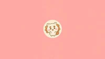 Cute Shisa waving inside a circle on a pink background for PC Background