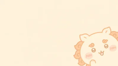 Cute Shisa smiling on a minimalist beige background for PC Wallpaper.