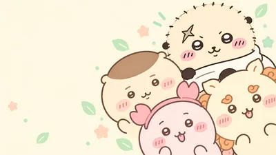 Rakko, Kurimanju, Shisa and Furuhonya smiling together for PC Background