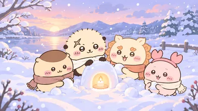 Kurimanju, Rakko, Shisa, Furuhonya winter snow igloo Wallpaper for PC