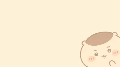 Cute Kurimanju peeking on a minimalist beige background for PC Wallpaper