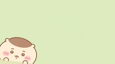 Cute Kurimanju peeking on minimalist green background for PC Background