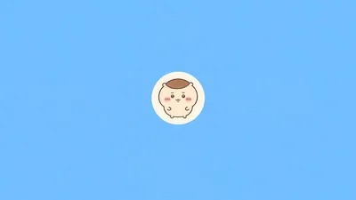 Cute Kurimanju smiling in a circle on blue for PC Background