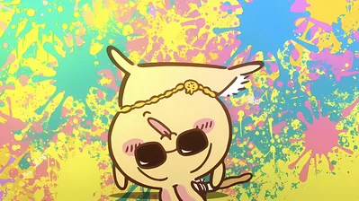 Cool Usagi wearing sunglasses with colorful paint splatters for PC Wallpaper