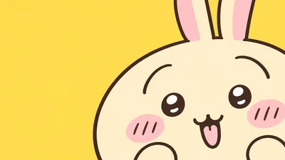 Cute Usagi smiling and peeking on yellow background for PC Wallpaper