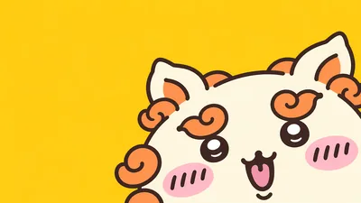 Cute Shisa peeking on bright yellow background for PC Wallpaper