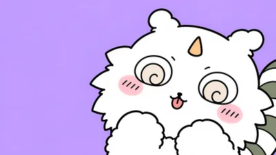 Cute fluffy Chiikawa character sticking its tongue out for PC Wallpaper