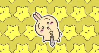 Cute Usagi holding a sword on a yellow star pattern for PC Background