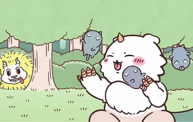 Chiikawa Siren playing happily in the forest for PC Wallpaper