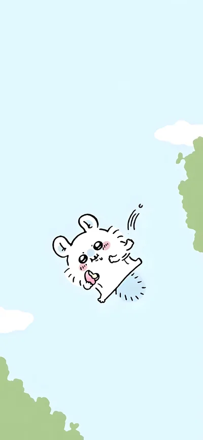 푸른 하늘을 자유롭게 날아다니는 귀여운 치이카와 모몽가 스마트폰 배경화면